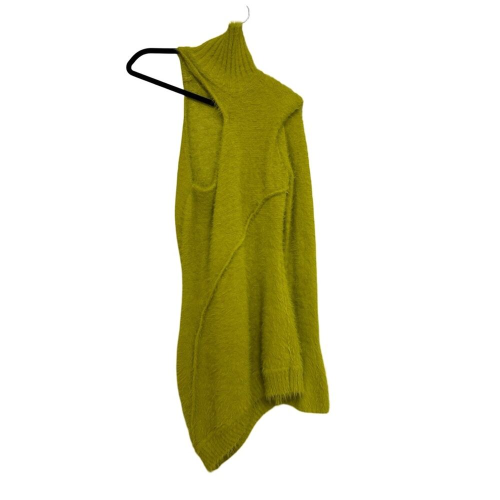 Hanifa Runway Amira Knit Cutout One Sleeve Mini Dress in Chartreuse - Size M